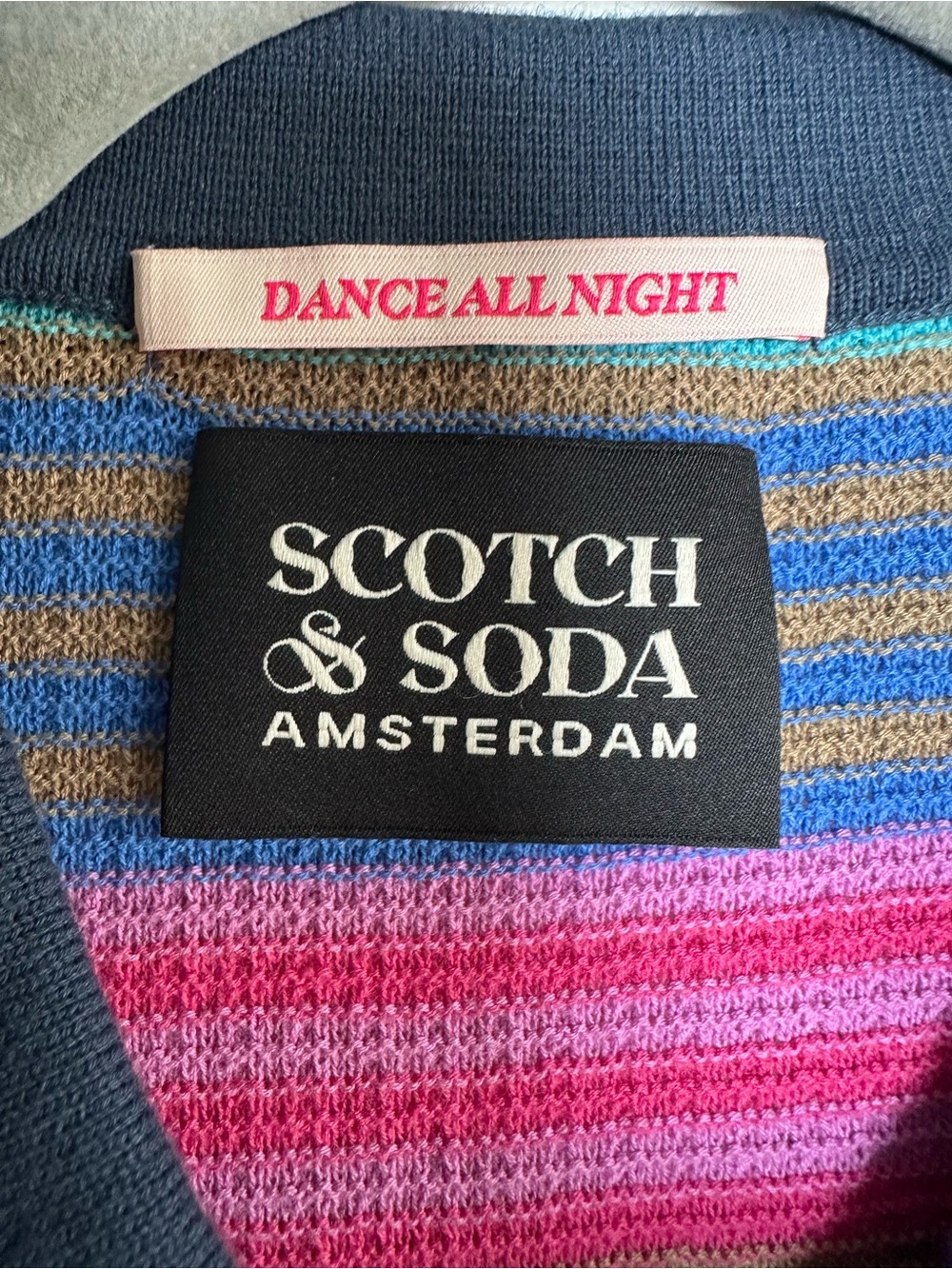 Scotch & Soda Rainbow Stripe Knit Polo Medium Dance All Night Organic Cotton - Picture 5 of 8
